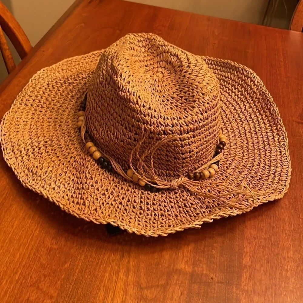 NWT Apt. 9 Sun Hat with Wooden Bead Rim